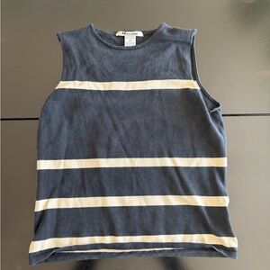 Classic black and Cream Striped Tank Top